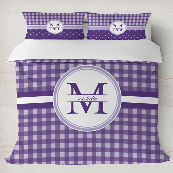 Custom Gingham Print Duvet Cover Set - King (Personalized)
