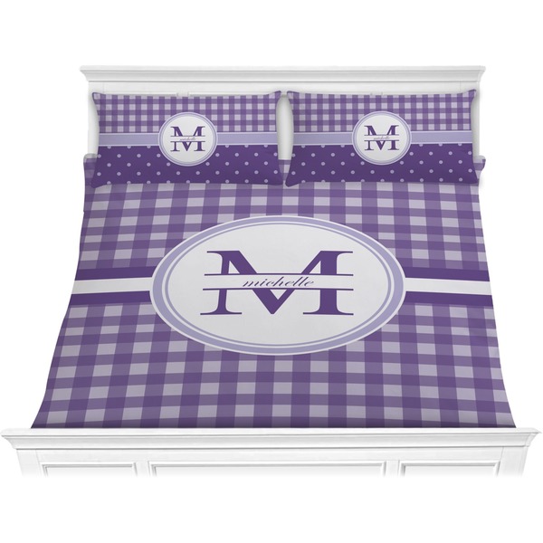 Custom Gingham Print Comforter Set - King (Personalized)