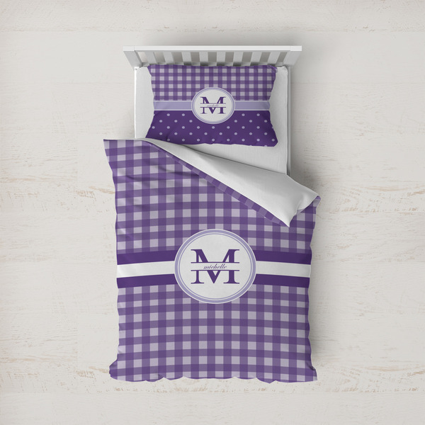 Custom Gingham Print Duvet Cover Set - Twin (Personalized)