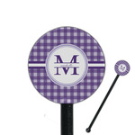Gingham Print 5.5" Round Plastic Stir Sticks - Black - Double Sided (Personalized)