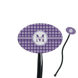 Gingham Print 7" Oval Plastic Stir Sticks - Black - Double Sided (Personalized)