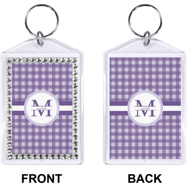 Gingham Print Bling Keychain (Front + Back)