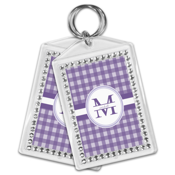 Gingham Print Bling Keychain - MAIN