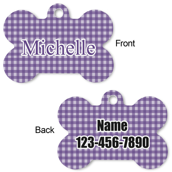 Gingham Print Bone Shaped Dog ID Tag - Large - Approval