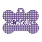 Gingham Print Bone Shaped Dog ID Tag (Personalized)