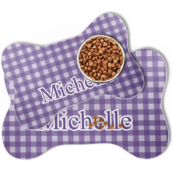 Gingham Print Bone Shaped Dog Mats - MAIN