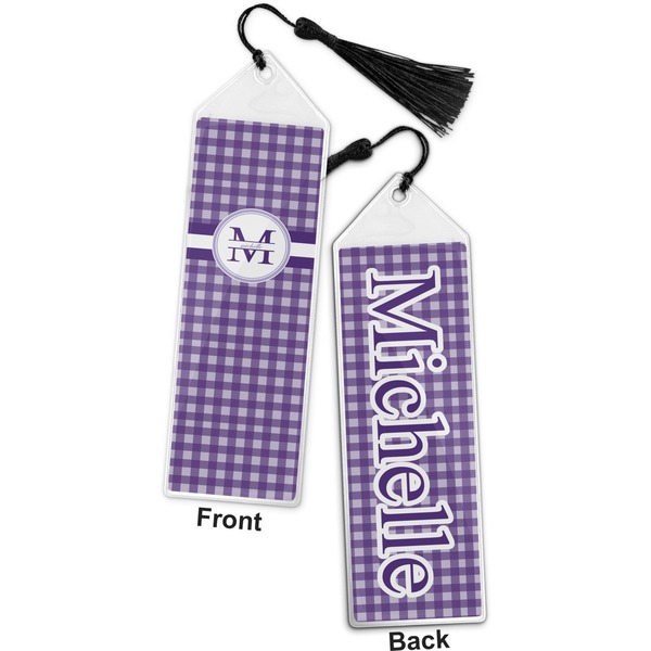 Gingham Print Bookmark with tassel - Front and Back