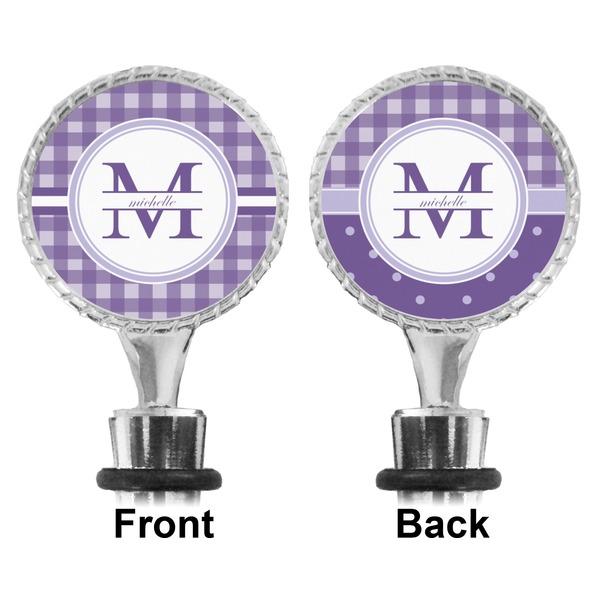 Gingham Print Bottle Stopper - Front and Back