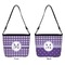 Gingham Print Bucket Bags w/ Genuine Leather Trim - Double - Front and Back