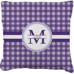 Gingham Print Faux-Linen Throw Pillow 16" (Personalized)