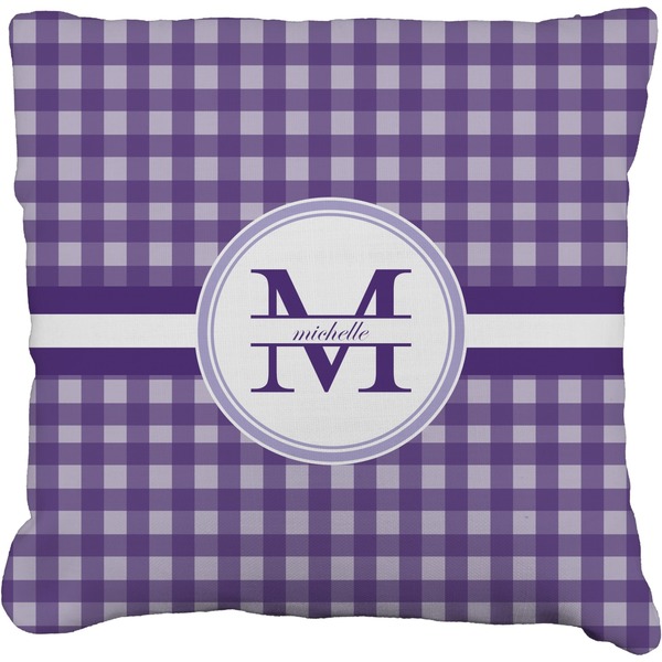 Custom Gingham Print Faux-Linen Throw Pillow 16" (Personalized)