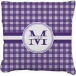 Gingham Print Faux-Linen Throw Pillow 18" (Personalized)