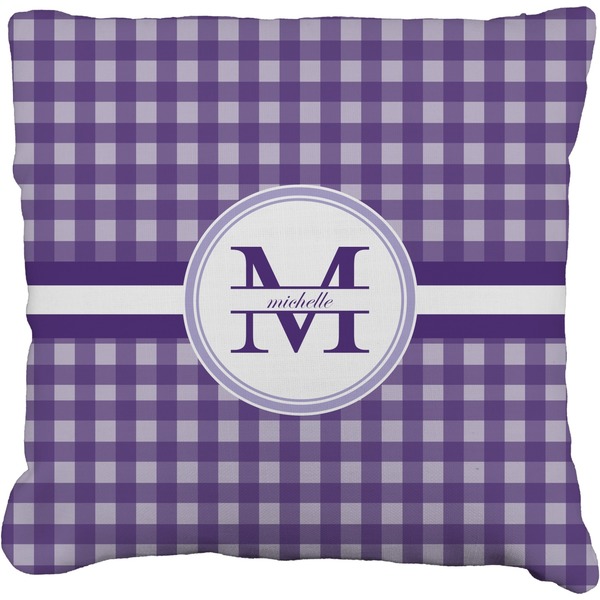 Custom Gingham Print Faux-Linen Throw Pillow 26" (Personalized)