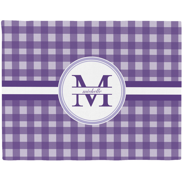 Custom Gingham Print Woven Fabric Placemat - Twill w/ Name and Initial