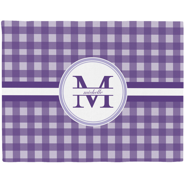 Custom Gingham Print Woven Fabric Placemat - Twill w/ Name and Initial