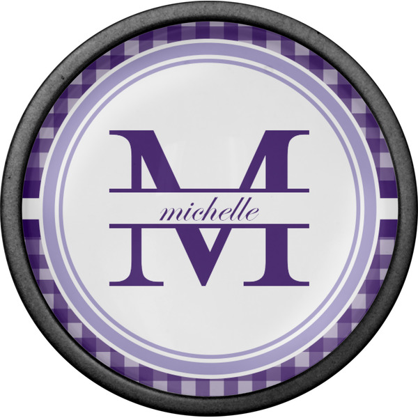 Gingham Print Cabinet Knob - Black - Front