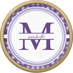 Gingham Print Cabinet Knob - Gold (Personalized)