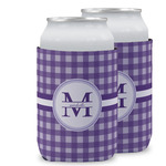 Gingham Print Can Cooler (12 oz) w/ Name and Initial