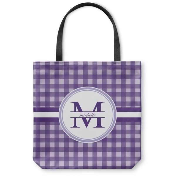 Custom Gingham Print Canvas Tote Bag - Large - 18"x18" (Personalized)