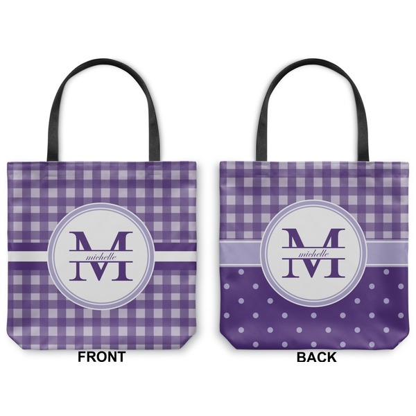 Gingham Print Canvas Tote - Front and Back