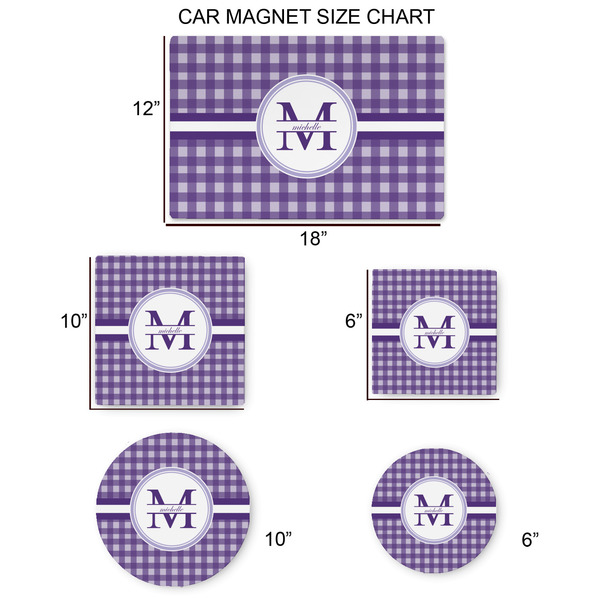 Gingham Print Car Magnets - SIZE CHART