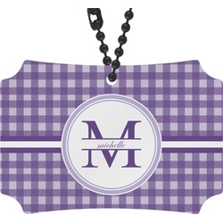 Gingham Print Rear View Mirror Ornament (Personalized)
