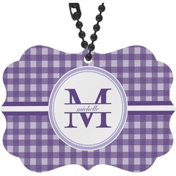 Gingham Print Rear View Mirror Decor (Personalized)