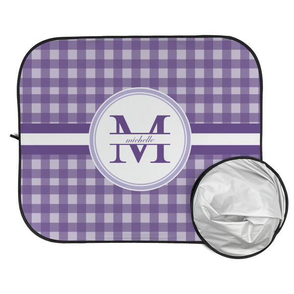 Gingham Print Car Sun Shades - FOLDED & UNFOLDED