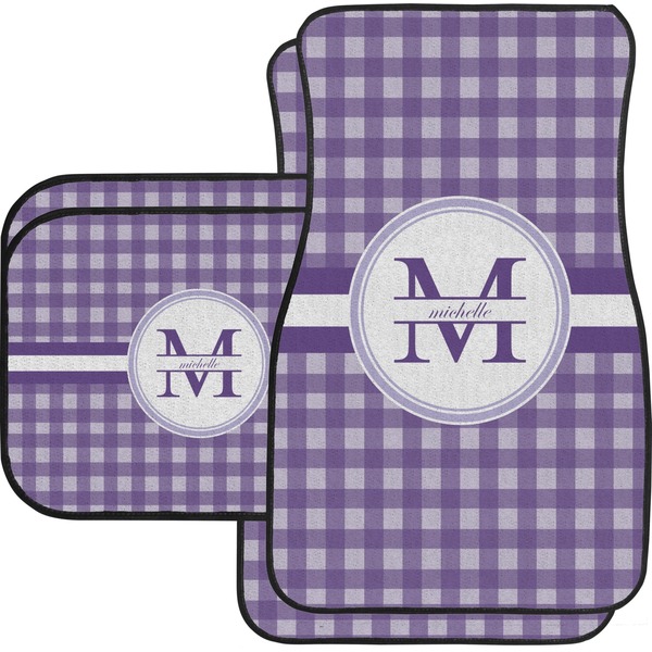 Custom Gingham Print Car Floor Mats Set - 2 Front & 2 Back (Personalized)