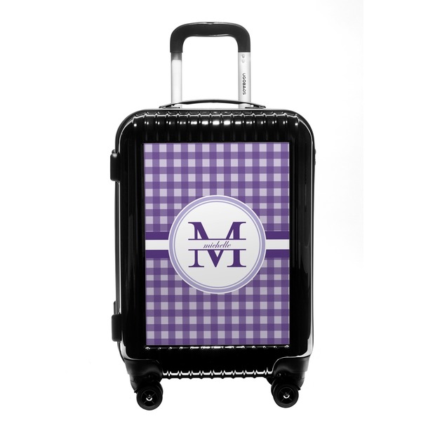 Custom Gingham Print Carry On Hard Shell Suitcase (Personalized)