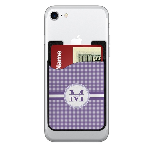 Custom Gingham Print 2-in-1 Cell Phone Credit Card Holder & Screen Cleaner (Personalized)