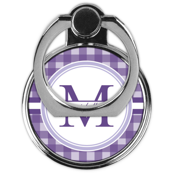 Gingham Print Cell Phone Ring Stand & Holder - Front (Collapsed)