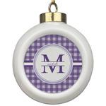 Gingham Print Ceramic Ball Ornament (Personalized)