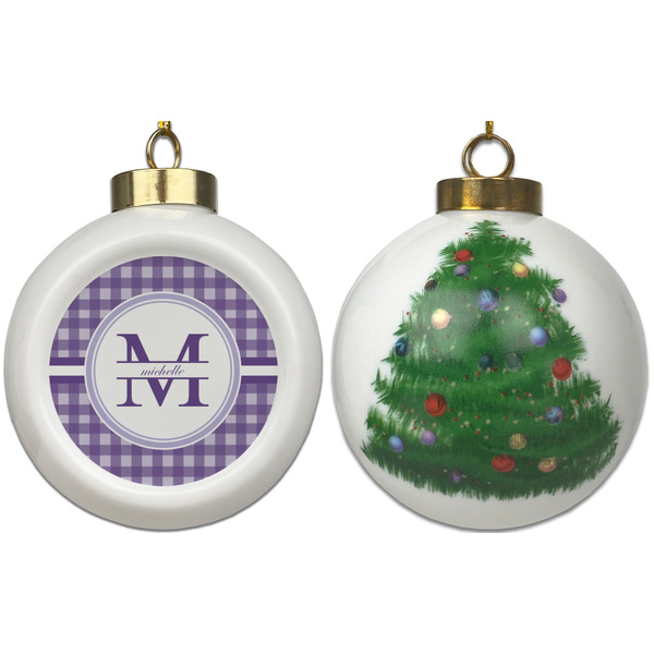 Gingham Print Ceramic Christmas Ornament - X-Mas Tree (APPROVAL)