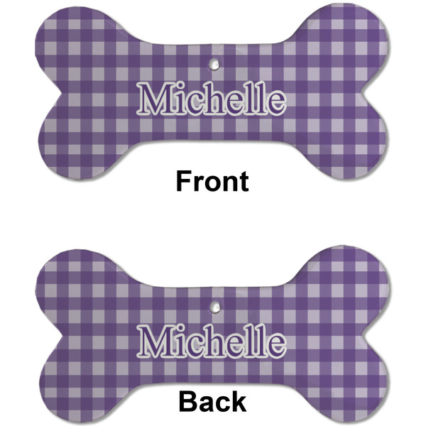 Gingham Print Ceramic Flat Ornament - Bone Front & Back (APPROVAL)