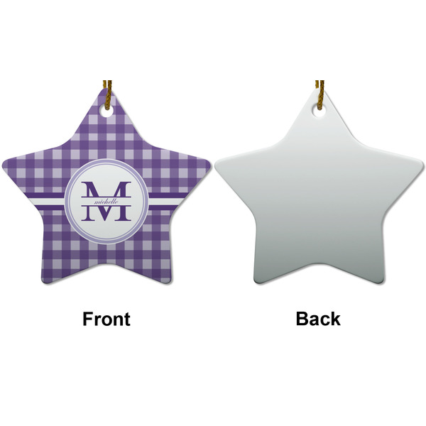 Gingham Print Ceramic Flat Ornament - Star Front & Back (APPROVAL)