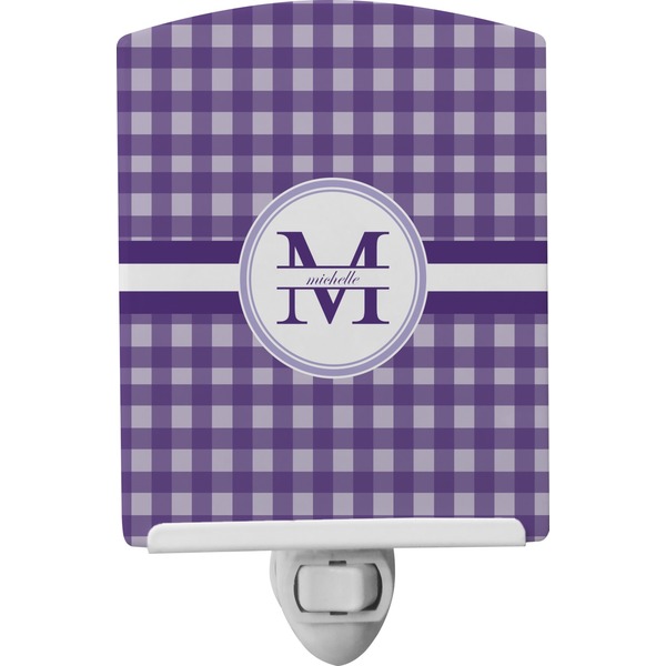 Custom Gingham Print Ceramic Night Light (Personalized)