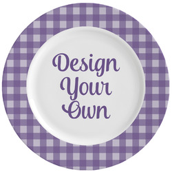 Gingham Print Ceramic Dinner Plates (Set of 4) (Personalized)