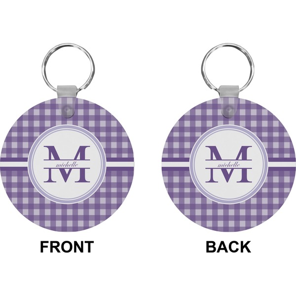 Gingham Print Circle Keychain (Front + Back)