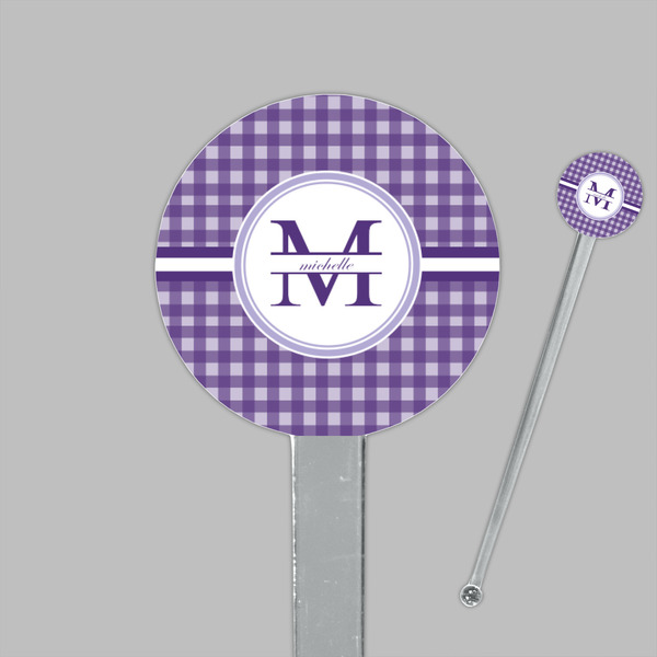 Gingham Print Clear Plastic 7" Stir Stick - Round - Closeup