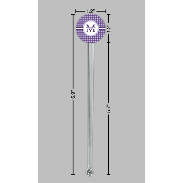 Gingham Print Clear Plastic 7" Stir Stick - Round - Dimensions