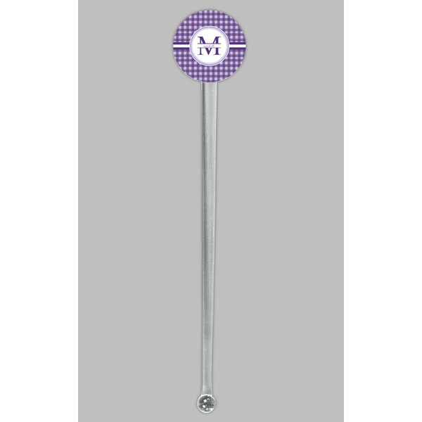 Gingham Print Clear Plastic 7" Stir Stick - Round - Single Stick