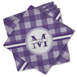 Gingham Print Cloth Cocktail Napkins - Set of 4 w/ Name and Initial