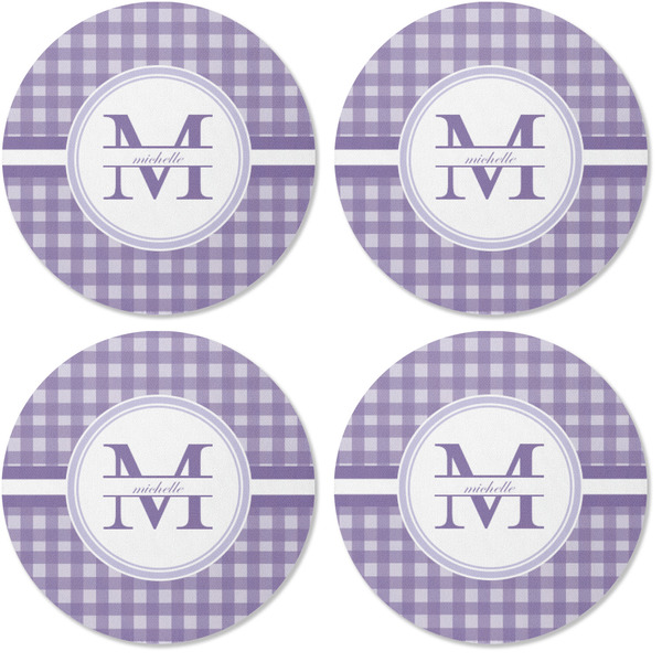 Gingham Print Coaster Round Rubber Back - Apvl