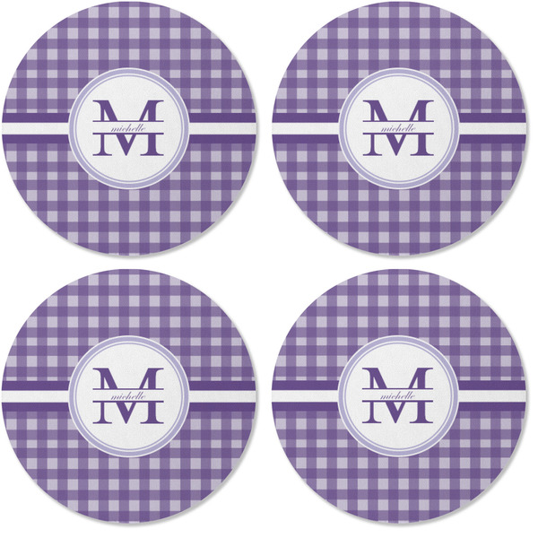 Gingham Print Coaster Round Rubber Back - Apvl