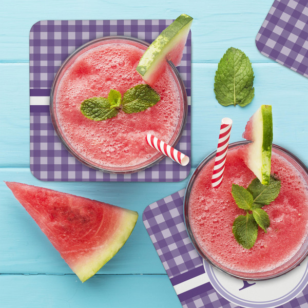 Gingham Print Coaster Set - LIFESTYLE