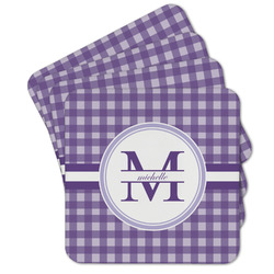 Gingham Print Cork Coaster - Set of 4 w/ Name and Initial