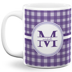 Gingham Print 11 Oz Coffee Mug - White (Personalized)