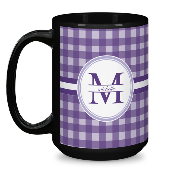 Gingham Print Coffee Mug - 15 oz - Black