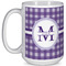 Gingham Print 15 Oz Coffee Mug - White (Personalized)